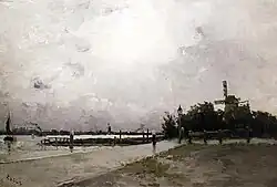 Windmolen nabij de kust van Holland