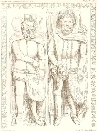 Het graf van hertog Bolko II van Opole (rechts) en zijn broer, hertog Bolesław van Falkenberg.