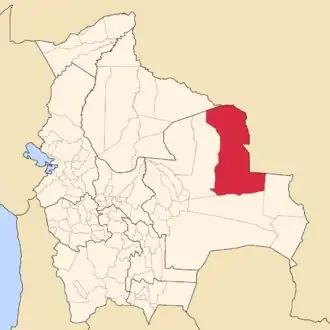 Kaart van José Miguel de Velasco