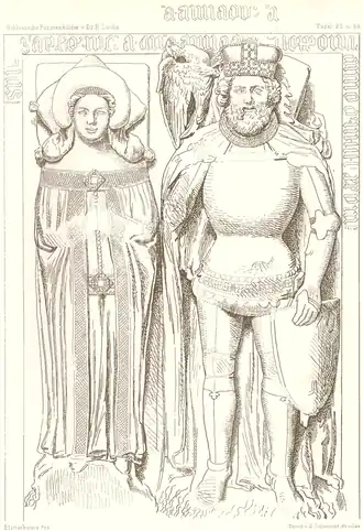 Het graf van hertog Bolko III van Opole en zijn vrouw.