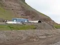 De tunnel in aanbouw bij Hnífsdalur.