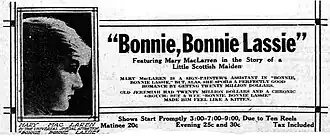 Advertentie voor Bonnie Bonnie Lassie