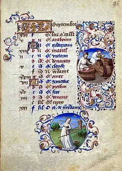 September in het getijdenboek van Simon de Varie