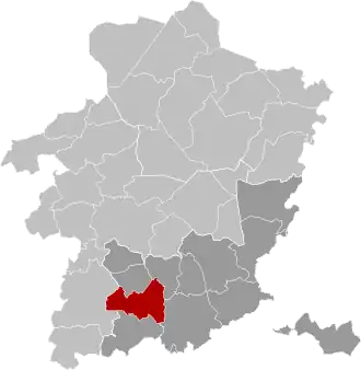 ligging binnen het arrondissement Tongeren in de provincie Limburg