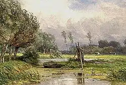 Landschap met enkele koeien