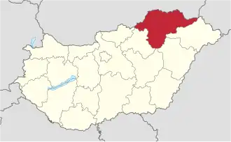 Kaart van Borsod-Abaúj-Zemplén