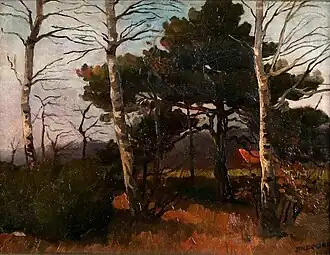 Bosgezicht met boerderij