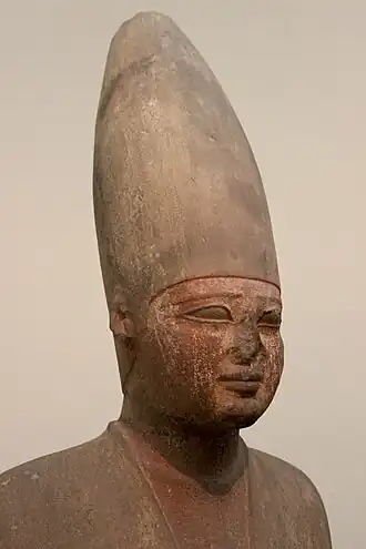 Hoofd van beeld van zandsteen van Mentoehotep III Museum of Fine Arts