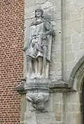 Seneschalk van Brabant en held van de Slag bij Woeringen Daniel van Bouchout bewaakt zijn kasteel vanaf de Erekoer tegenover de donjon