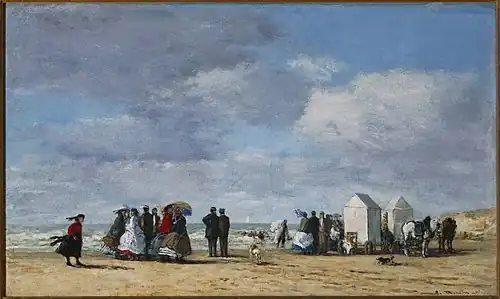 La plâge à Trouville (Eugène Boudin, 1865)
