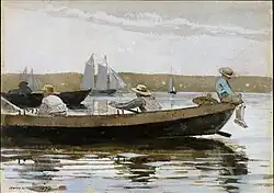 Boys in a Dory, 1873, waterverf en gouache op een ondertekening van grafiet op wit velijnpapier (24,8 x 35,2 cm)