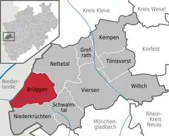 Kaart van Brüggen Bruggen