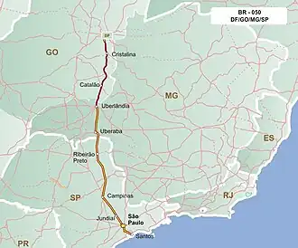 Rodovia Litoral Paulista-Capital do Brasil Rodovia Anchieta-Anhanguera Rodovia Chico Xavier Rodovia Deputado Raul Belém