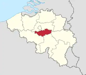 Locatie van de provincie Waals-Brabant