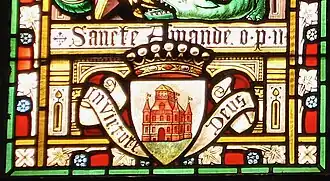 Brandglasraam met wapen Baron Balthazar-Nicolas Haus (1753 - 1838) Sint-Amanduskerk, Beernem