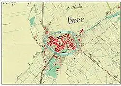 Bree en zijn stadsgracht omstreeks 1850