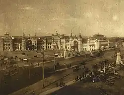 Het Station Beloroesskaja met elektrische trams rond 1911.