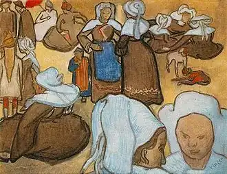 Bretonse vrouwen en kinderen, Vincent van Gogh 1888