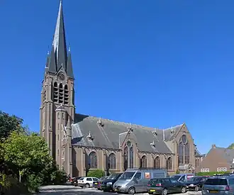 Zijaanzicht van de Johannes de Doperkerk