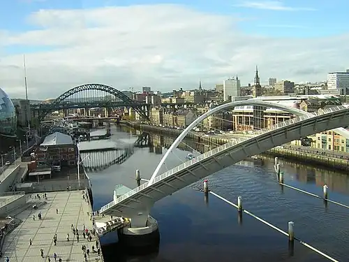 Bruggen over de rivier de Tyne in het centrum van Newcastle