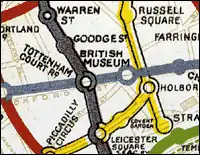 Het station op de metrokaart uit 1908