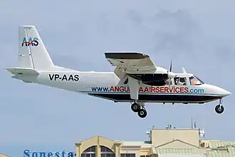 Een Britten-Norman BN-2 Islander van Anguilla Air Services