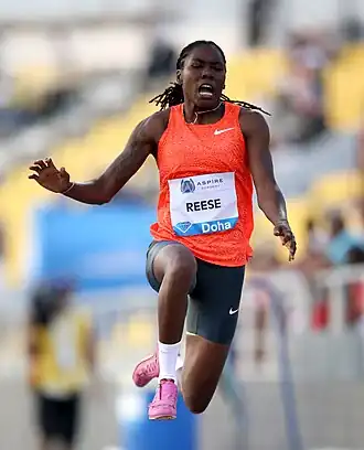 Brittney Reese in actie in 2015, Doha