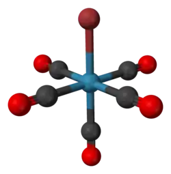 Molecuulmodel van broompentacarbonylrenium(I)