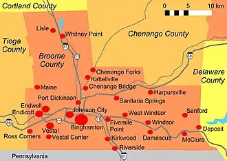 Kaart van Broome County