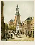 Brugstraat (Groningen) met zicht op de Der Aa-kerk (1860)