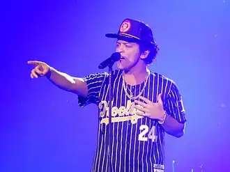 Bruno Mars tijdens de tournee