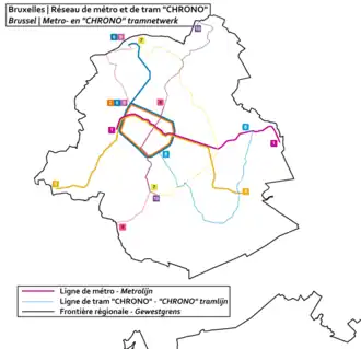 Kaart van het chrononetwerk