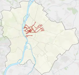 Netwerkkaart van de Trolleybus van Boedapest