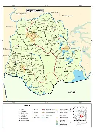 Kaart van Bugesera district