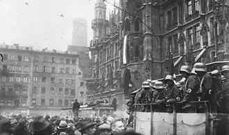 Marienplatz in München tijdens de Bierkellerputsch.