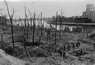 Duitse soldaten op de Westerplatte, net na de gewonnen slag.