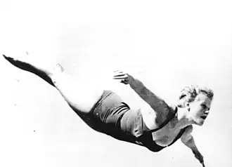 DDR-schoonspringster Ingrid Krämer op de Olympische Zomerspelen van 1960 te Rome.