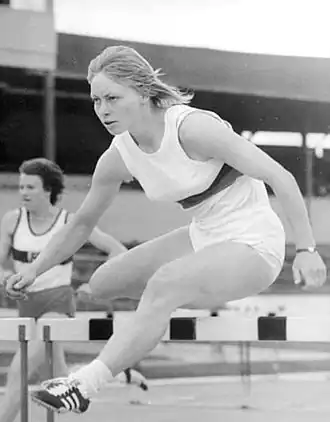 Annelie Ehrhardt in actie in 1973.