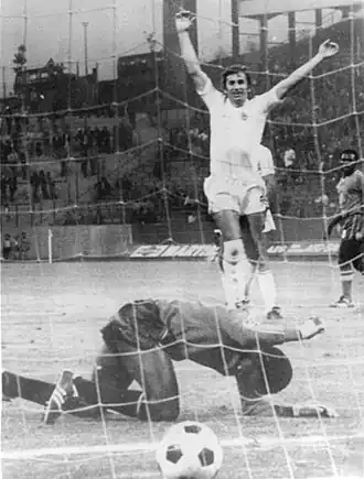 Tijdens het WK 1974 in de wedstrijd tegen Zaïre (9-0)