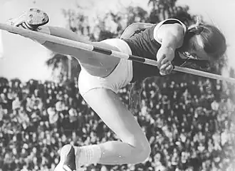 Rosemarie Ackermann in actie in 1974.