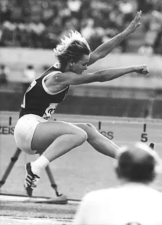 Tijdens een drielandenwedstrijd in 1976