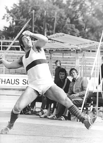 Wolfgang Hanisch tijdens de DDR-Leichtathletik-Meisterschaften in 1977