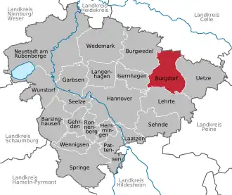 Kaart van Burgdorf (Hannover)