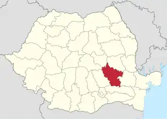 Locatie van district Buzău in Roemenië