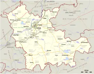 Kaart van Cēsu novads