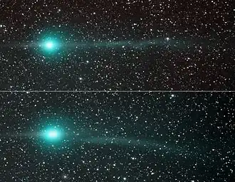 De komeet Lulin op 31 januari en 4 februari 2009