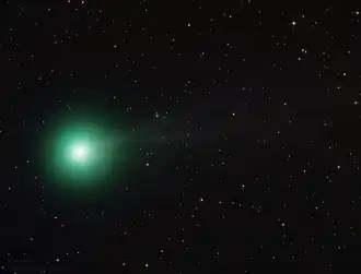 Lovejoy (C/2014 Q2), 27 december 2014 tussen de sterrenbeelden haas en duif
