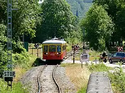 bewaakte overweg op de CFV3V-spoorlijn