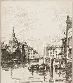 Wijnhaven te Dordrecht, ets