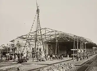 Het spoorwegstation van Padalarang in aanbouw (1890-1910).